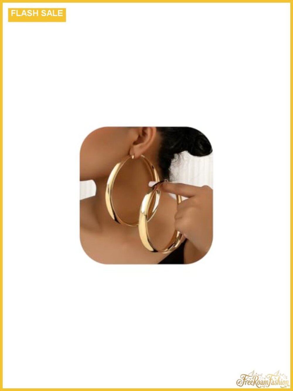 Chunky Wide Flat Hoop Earrings for Women Alloy Smooth Surface